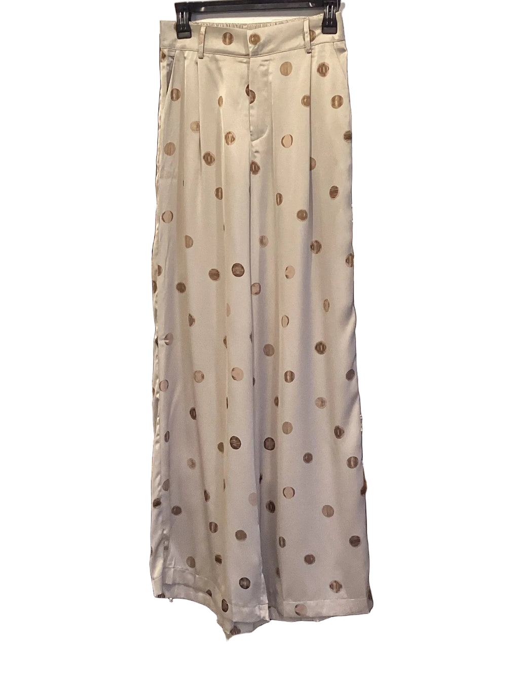 Glam taupe wide leg polka dot high waist pants