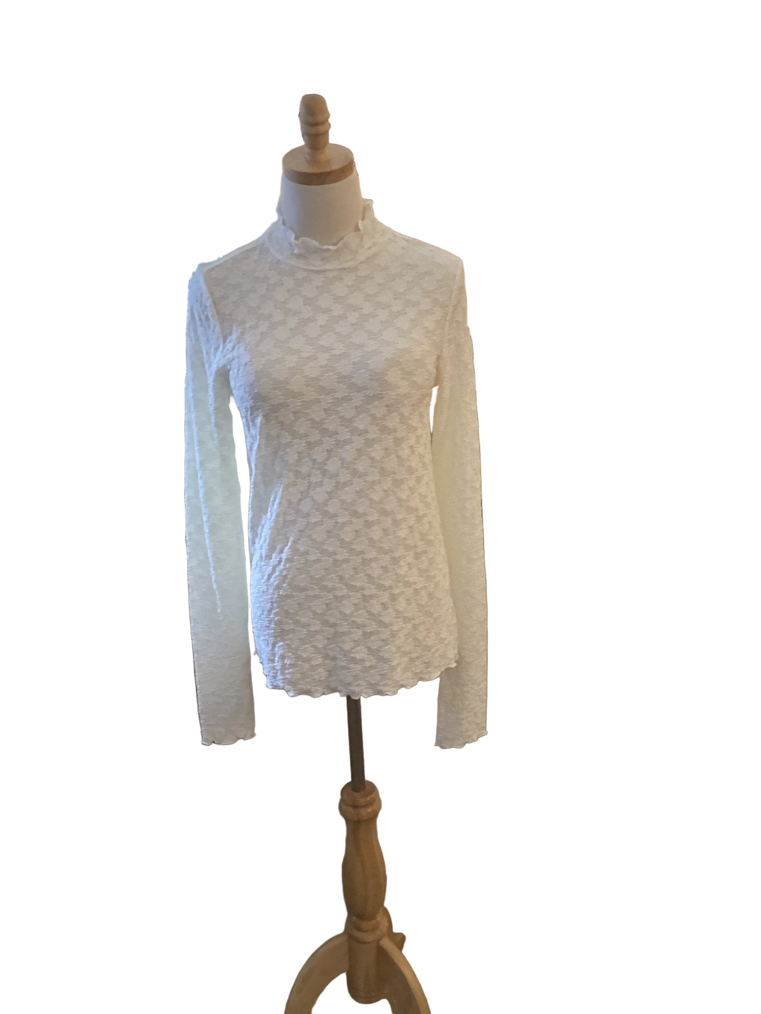 Jodifl Ivory Lace Mock Neck Long Sleeve Top
