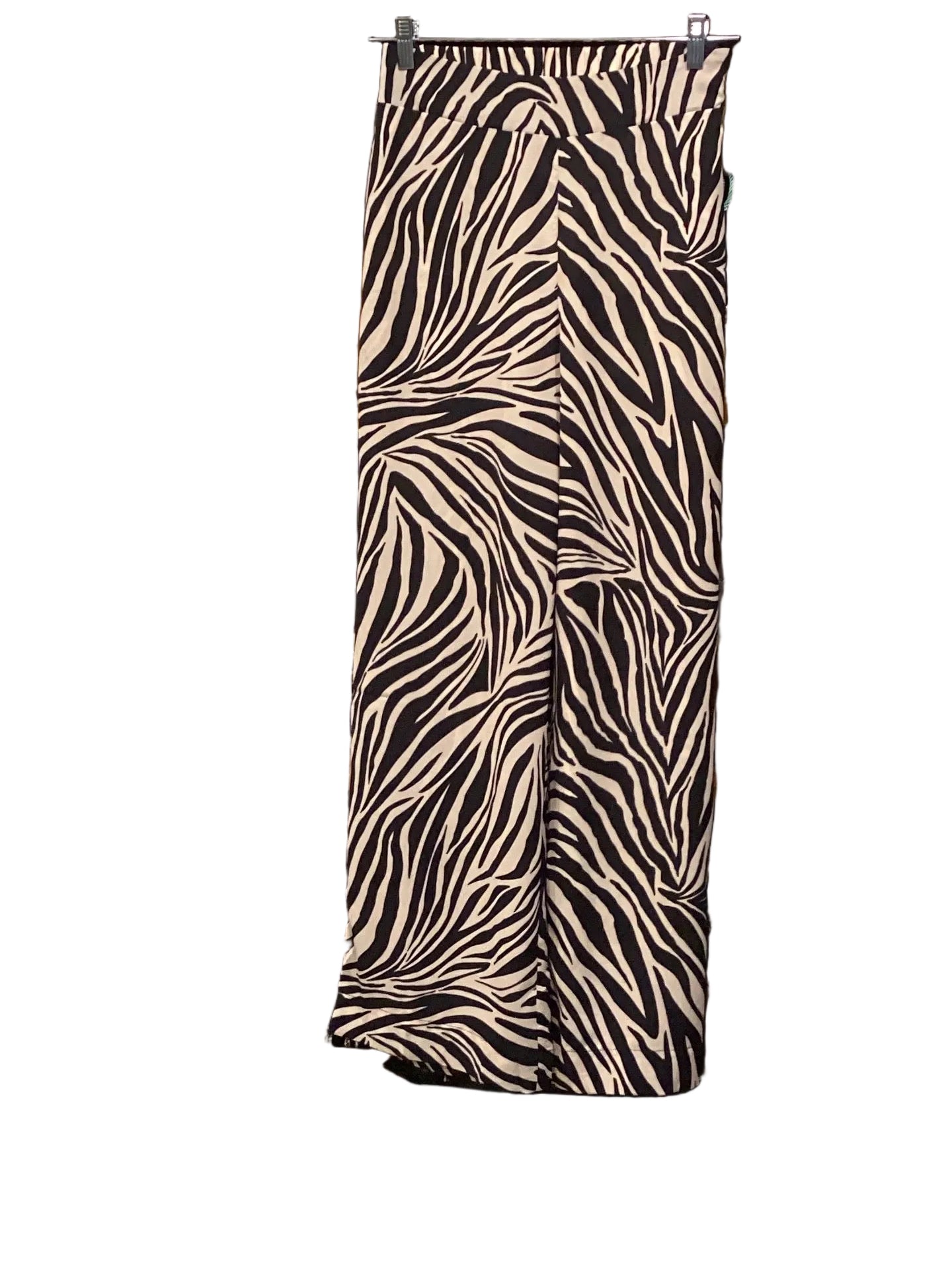 D.ark zebra print back elastic waist wide leg pant