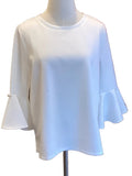 Lior white round neck 3/4 trumpet sleeve top