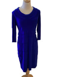 Joseph Ribkoff royal ruffle dress with 3/4 sleeve and scoop neck
