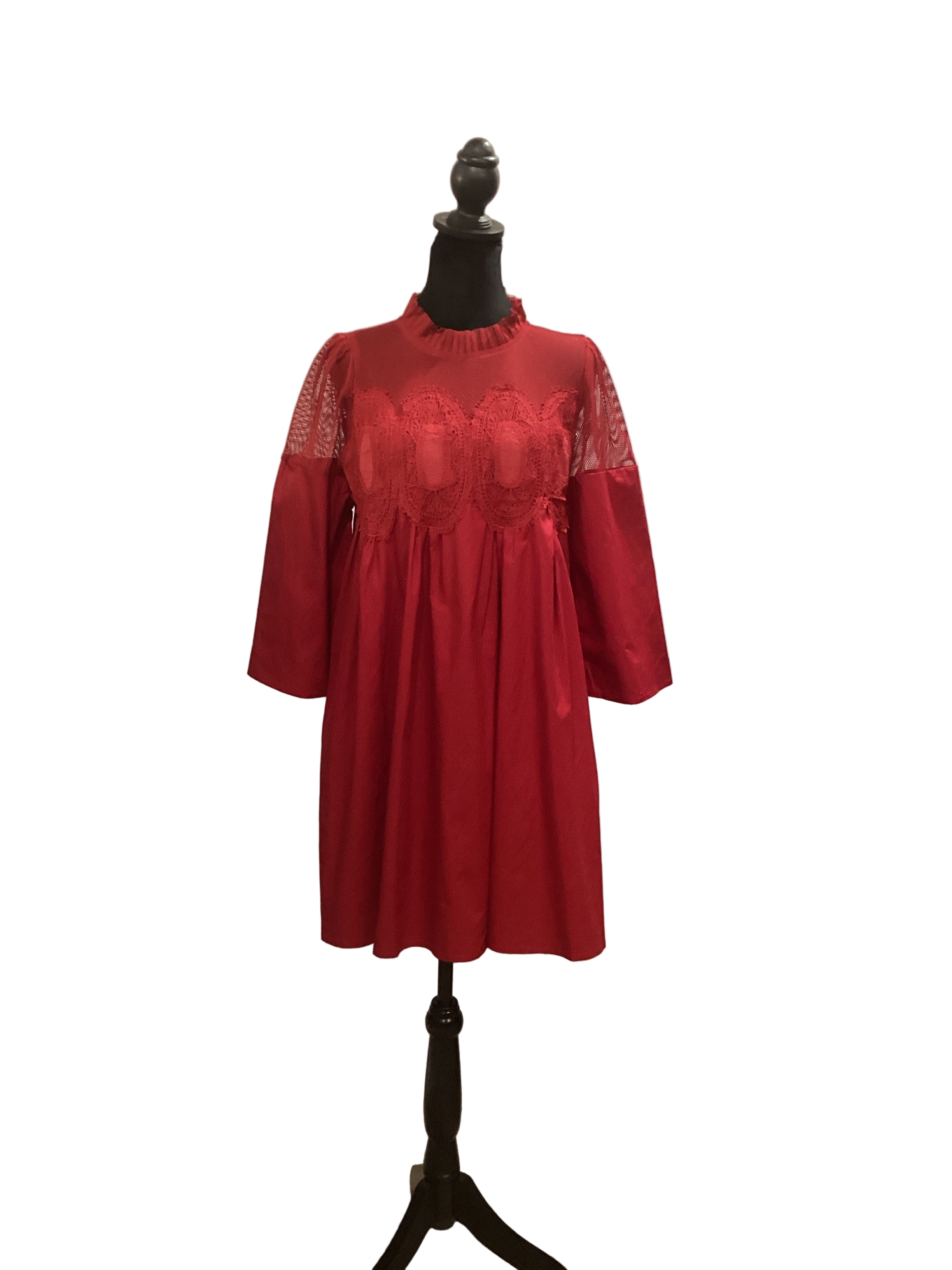 Jodifl burgundy textured lace mesh neck