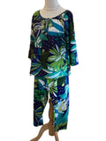 Kikisol Tropical Print Wide Leg Capri Pants