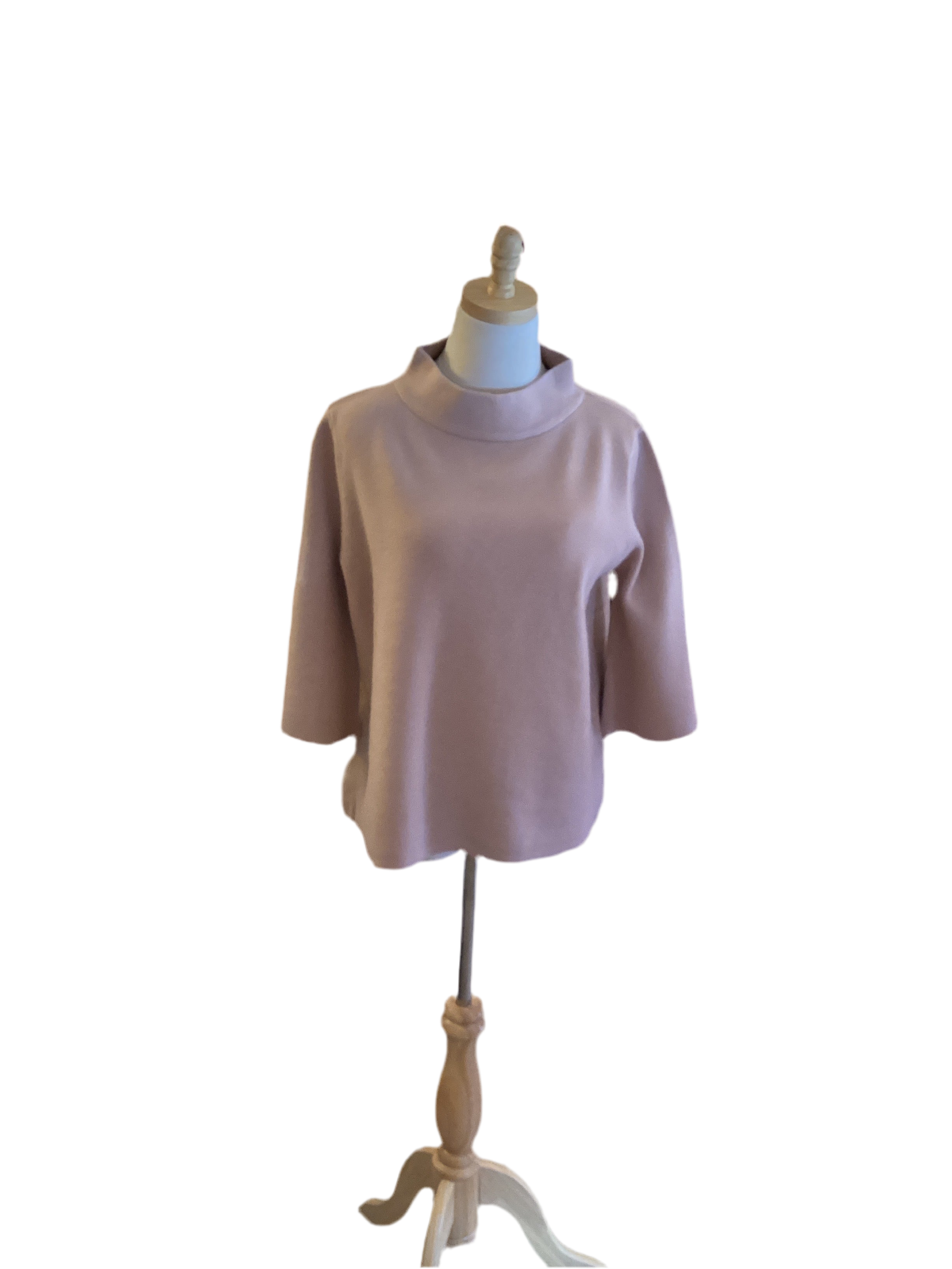 Fate beige mock neck pullover sweater with bell sleeve