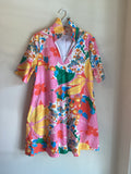 Adrienne ruffle collar A line multi color dress