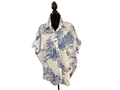 Blue white European print top