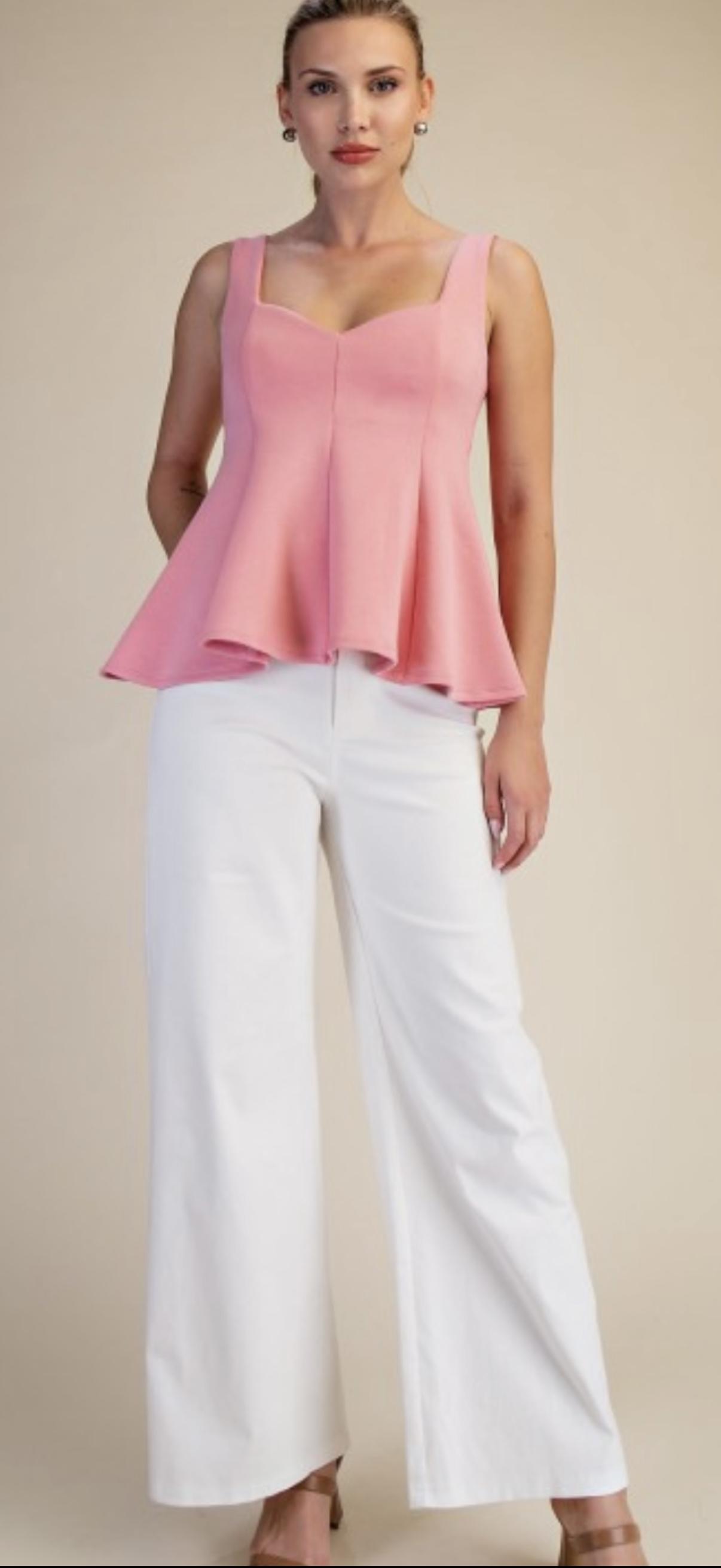 Glam Pink scuba knit peplum top