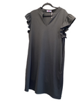 Aryeh black v-neck ruffle sleeve dress