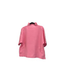 Jodifl pink mock neck sweater with cuffed short sleeve