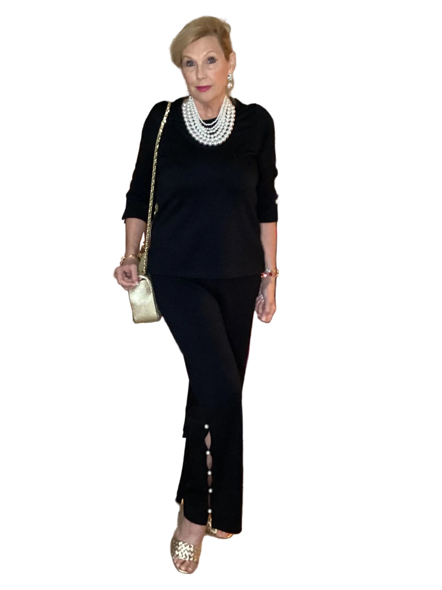 Lior black peek a boo pearl detail pants