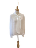 Timing white long sleeve blouse with neck tie