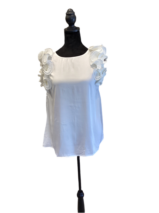 Jodifl white top with ruffle sleeve
