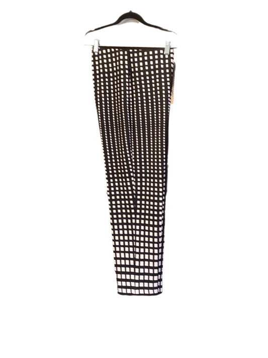 Joseph Ribkoff black and white front zip pant with leg zipper accent