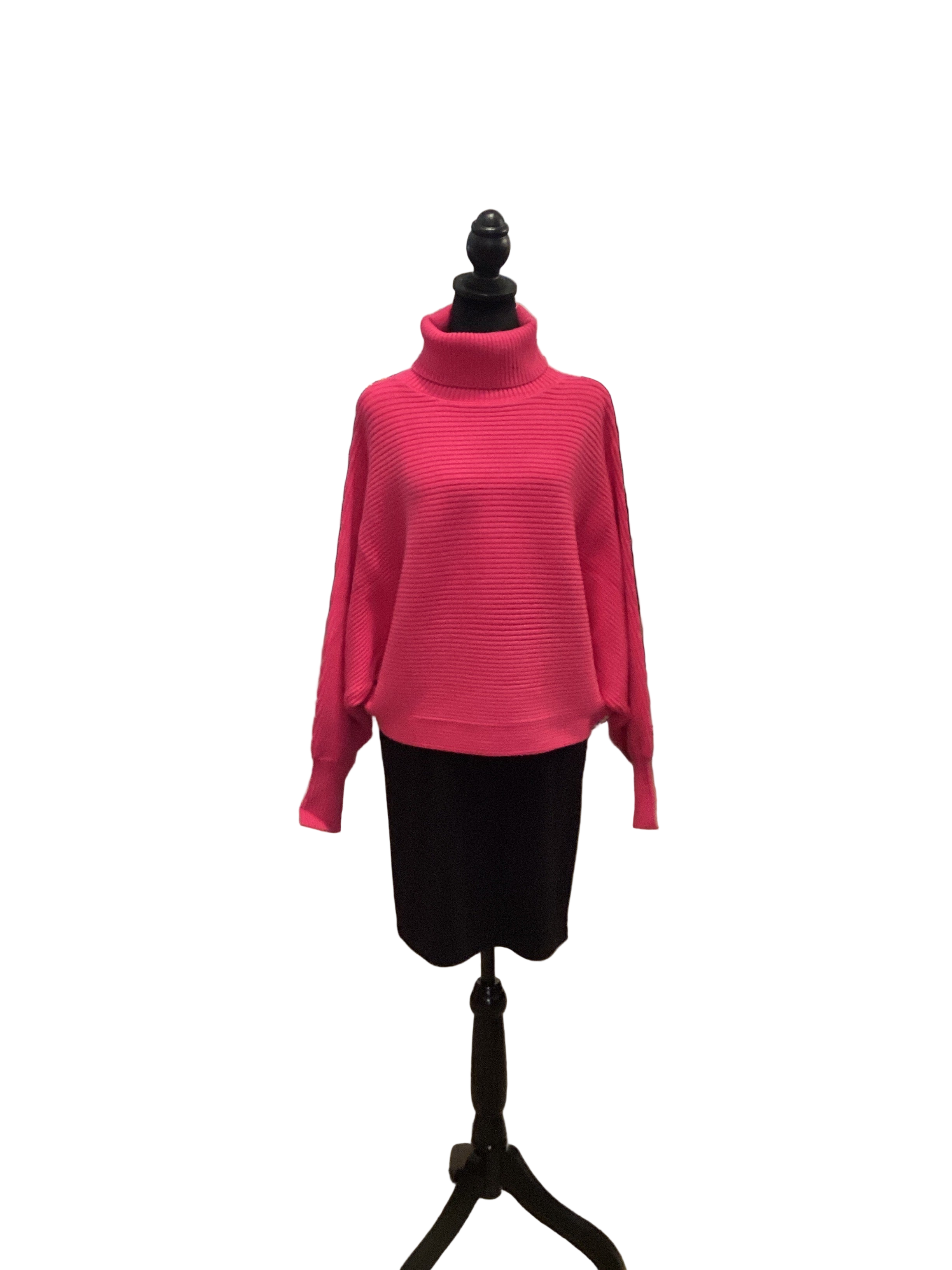 Lumiere hot pink turtleneck long sleeve poncho style sweater