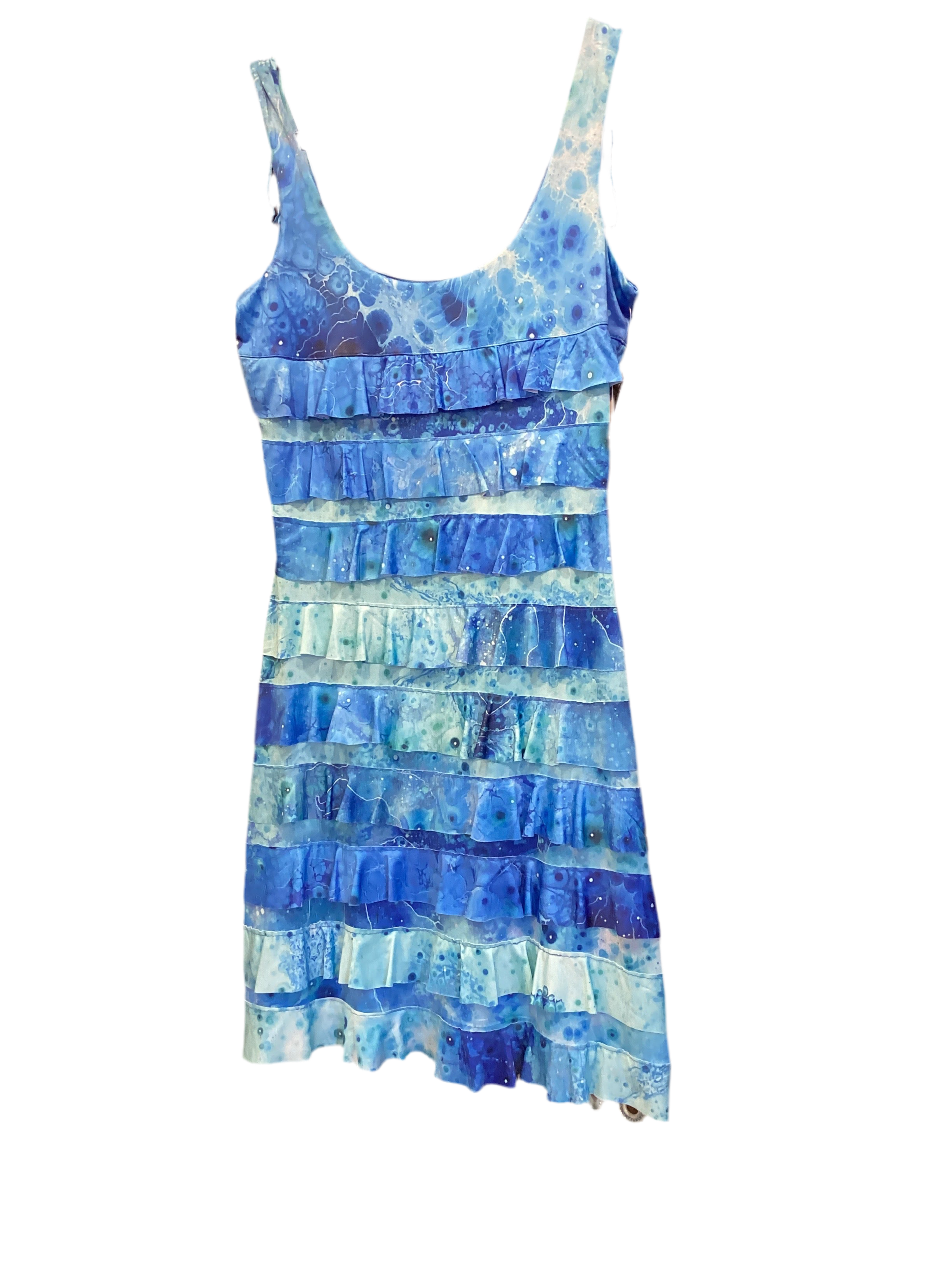 Tango mango celestial print sleeveless ruffle bottom dress