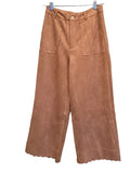 Jodifl camel suede like front zip wide leg pants with scalloped detail