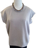 Zenana ash mocha round neck cap sleeve top