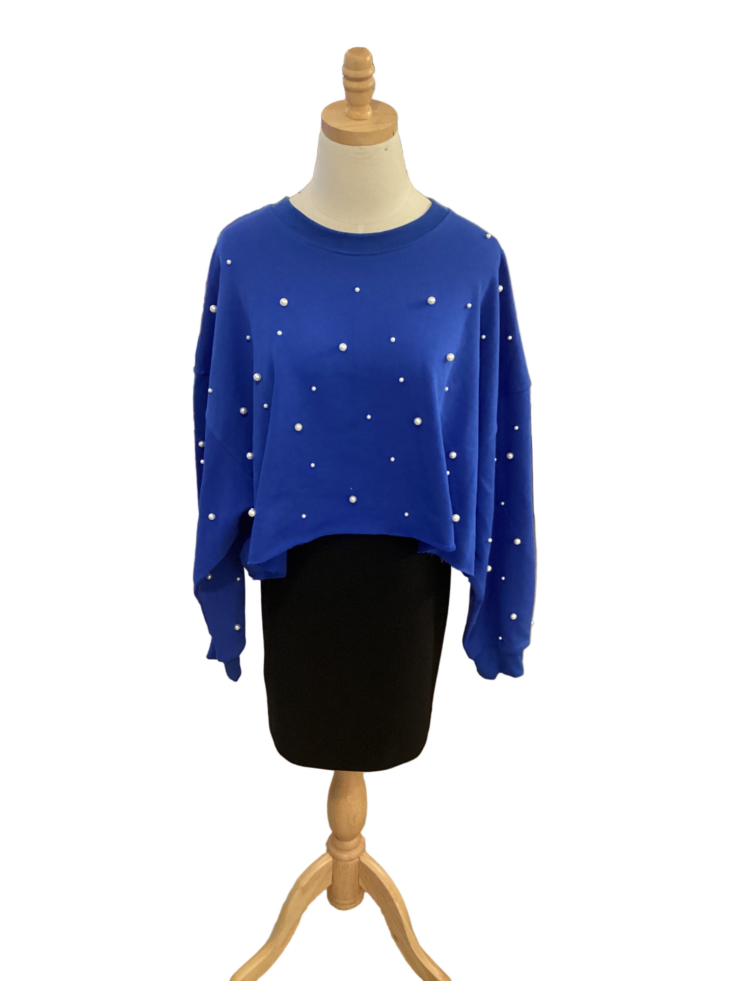 Peach love blue pearl detail sweater