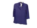 Aryeh navy 3/4 sleeve ruffle neck top