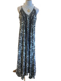 Paani Lov black taupe gold spaghetti strap flowy slip dress