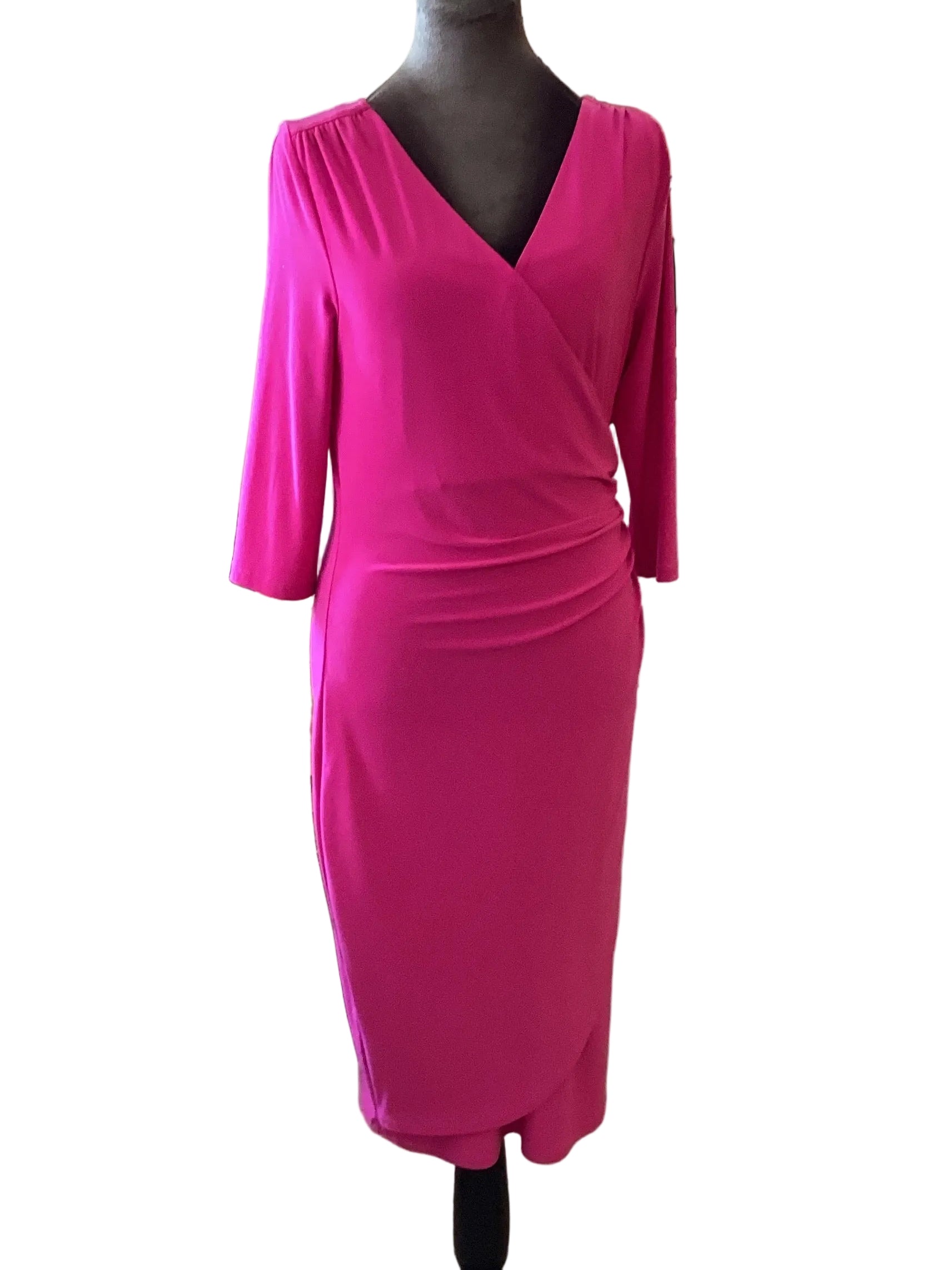 Joseph Ribkoff Electric pink midi dress with ruching