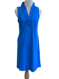 Aryeh turquoise sleeveless dress with ruffle collar