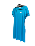 Aryeh teal square neck ruffle sleeve dress