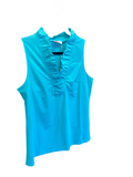 Aryeh sky blue ruffle neck sleeveless top