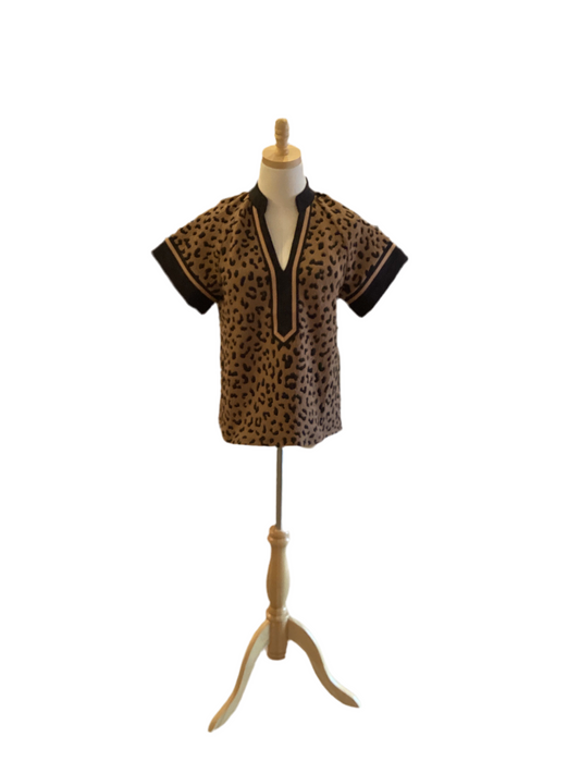 T HML cheetah print v neck short sleeve top