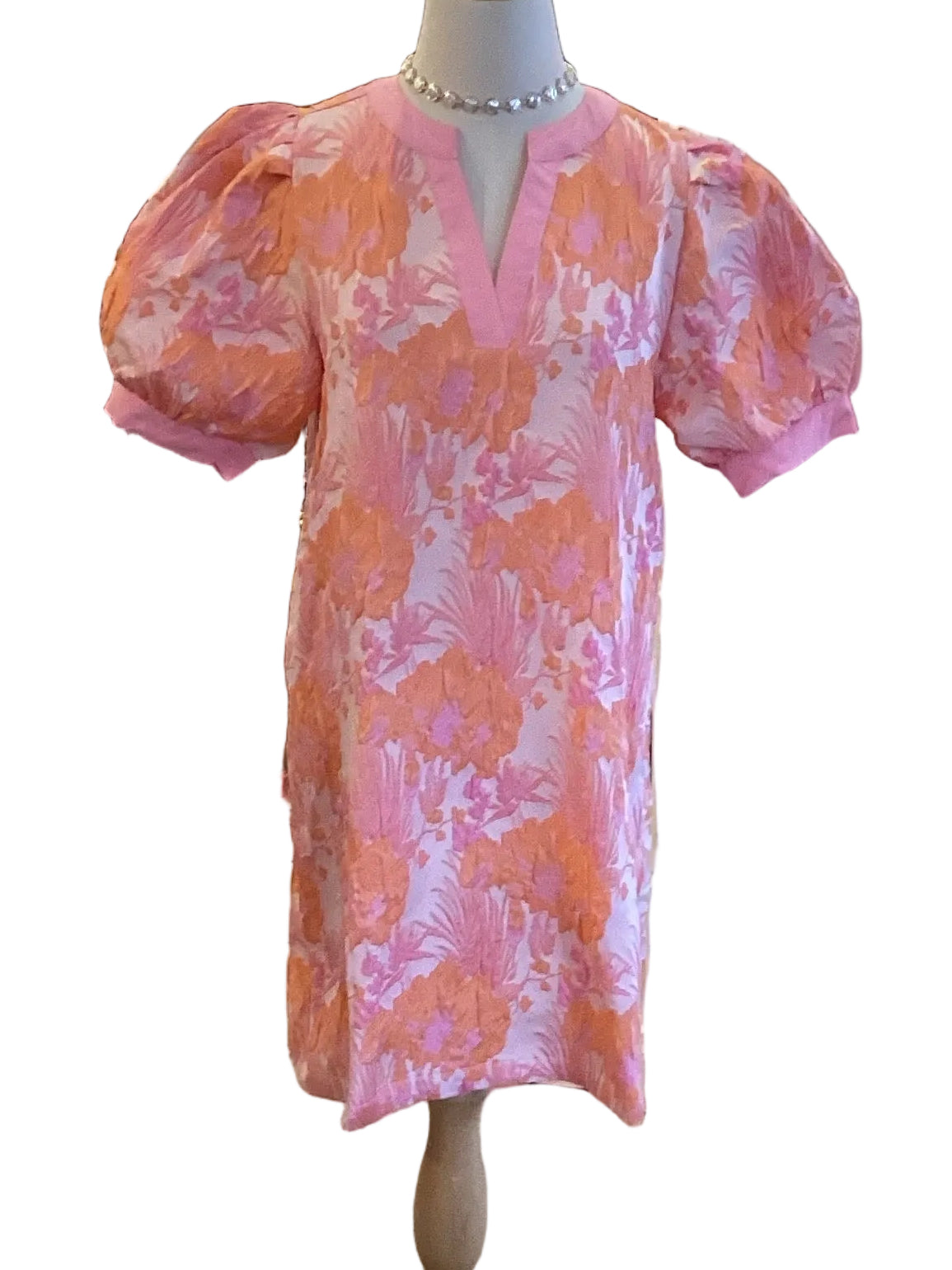 Jodifl pink & orange brocade style dress