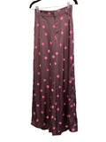 Glam plum wide leg pink polka dot high waist front zip side pocket pant