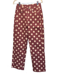 Annie Wear Burgundy Grey Polka Dot wide straight leg jean