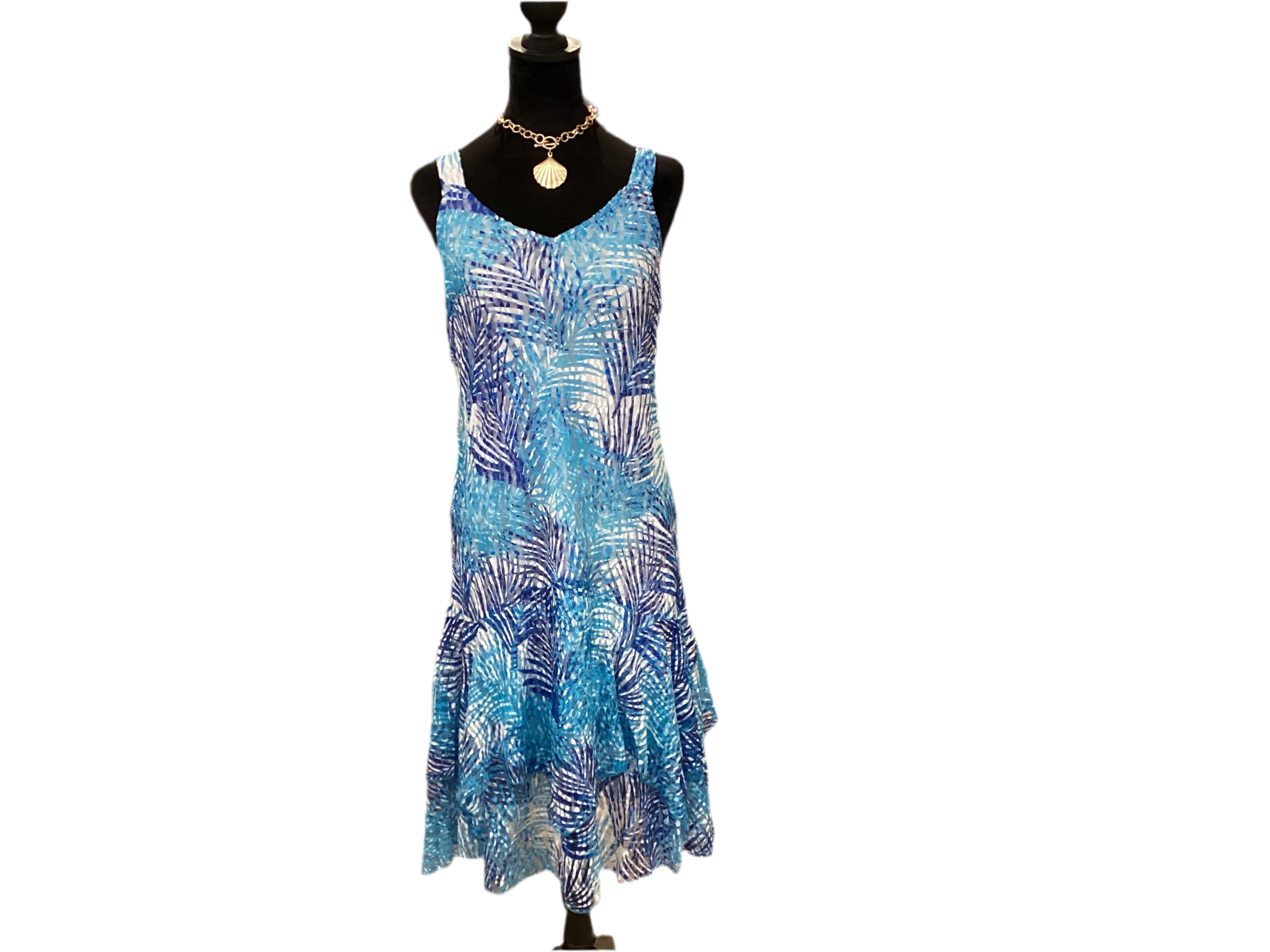 Tango Mango blue/turquoise mesh tea length sundress