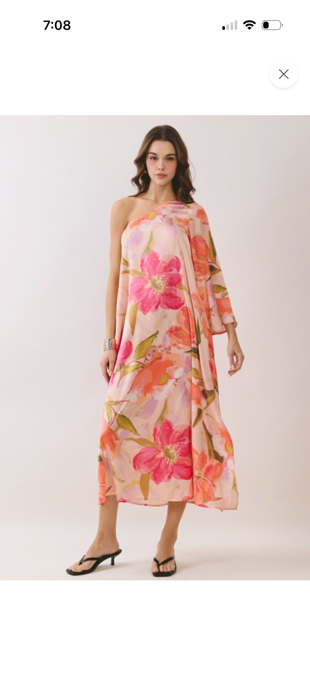 TCEC Pink Floral Satin Scoop Neck Dress