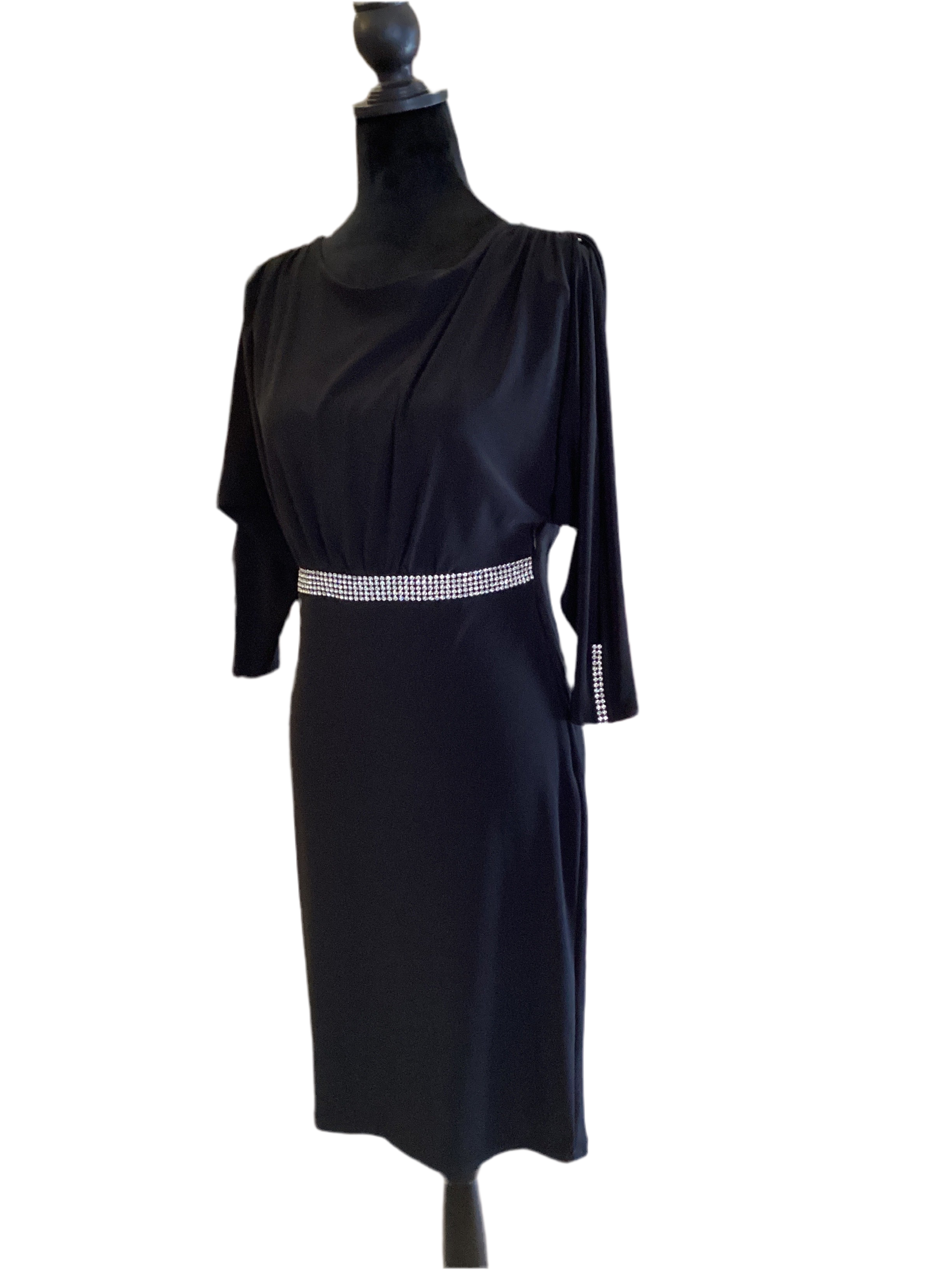 Frank Lyman black dress with rhinestones accent