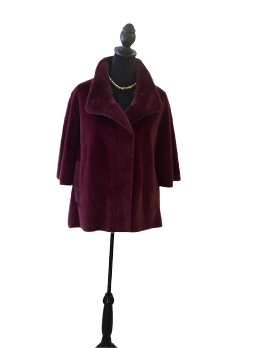 Joseph Ribkoff burgundy fur jacket