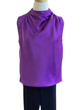 Glam purple mock neck sleeveless blouse
