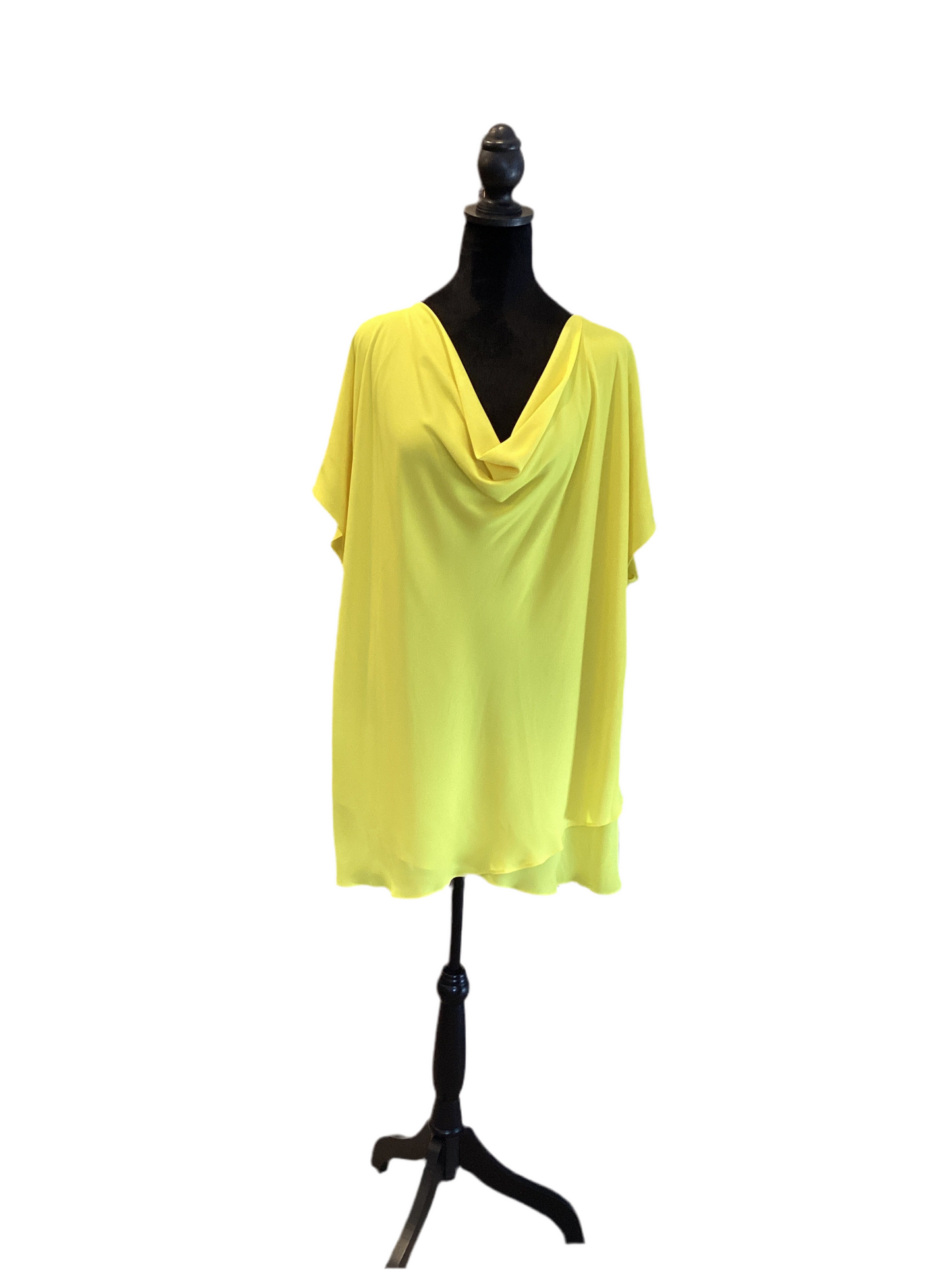 Joseph Ribkoff yellow cowl neck cap sleeve blouse size 20