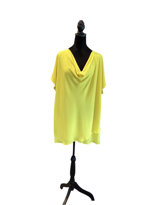 Joseph Ribkoff yellow cowl neck cap sleeve blouse size 20