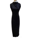 Bebe black sequin, long sleeveless velvet dress