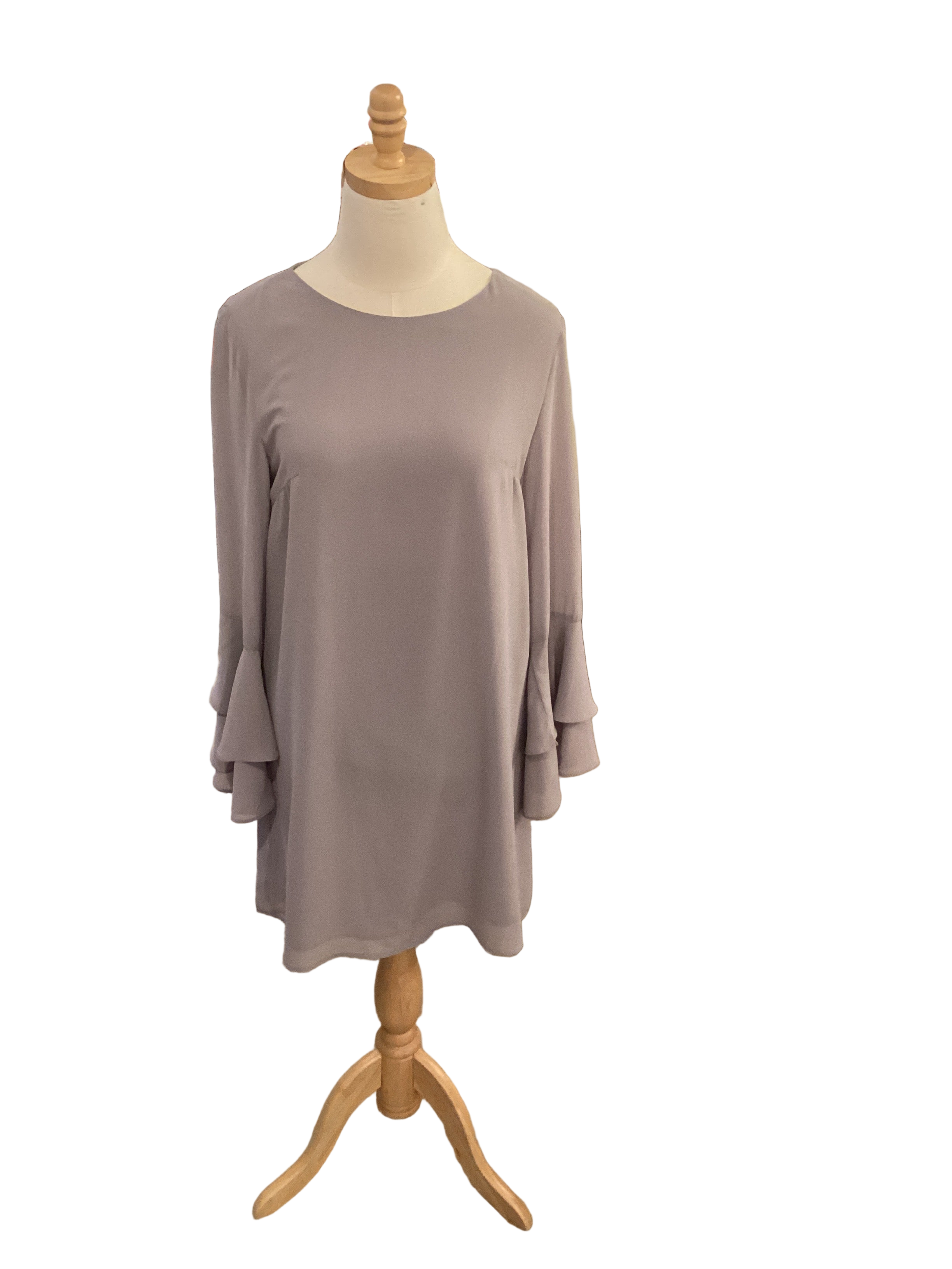 Aryeh grey dress with ruffle sleeve