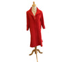 Lior red hidden placket zip dress with tab sleeves, side pockets