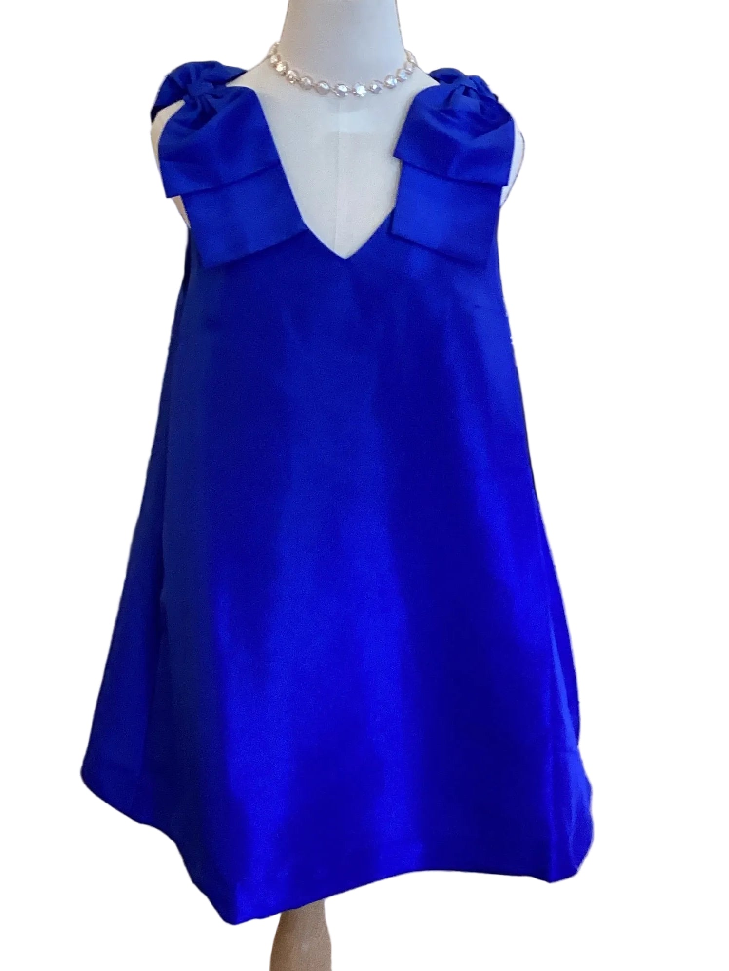 Sugar Lips Cobalt Blue Trapeze Mini Dress with Bow Detail