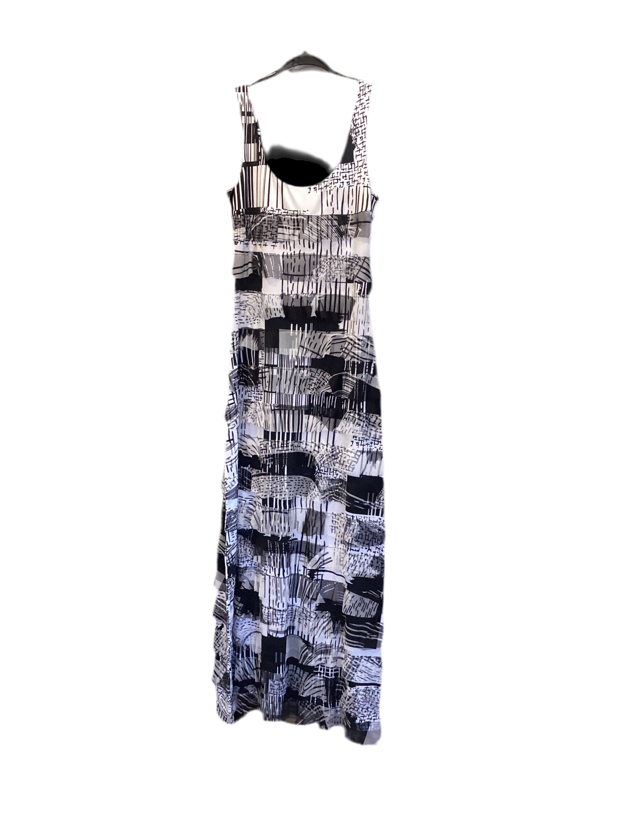 Tango mango black white maxi ruffled dress