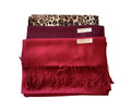 Leopard/tan reversible shawl with end fringe