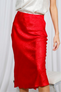 Red Foil Midi Skirt