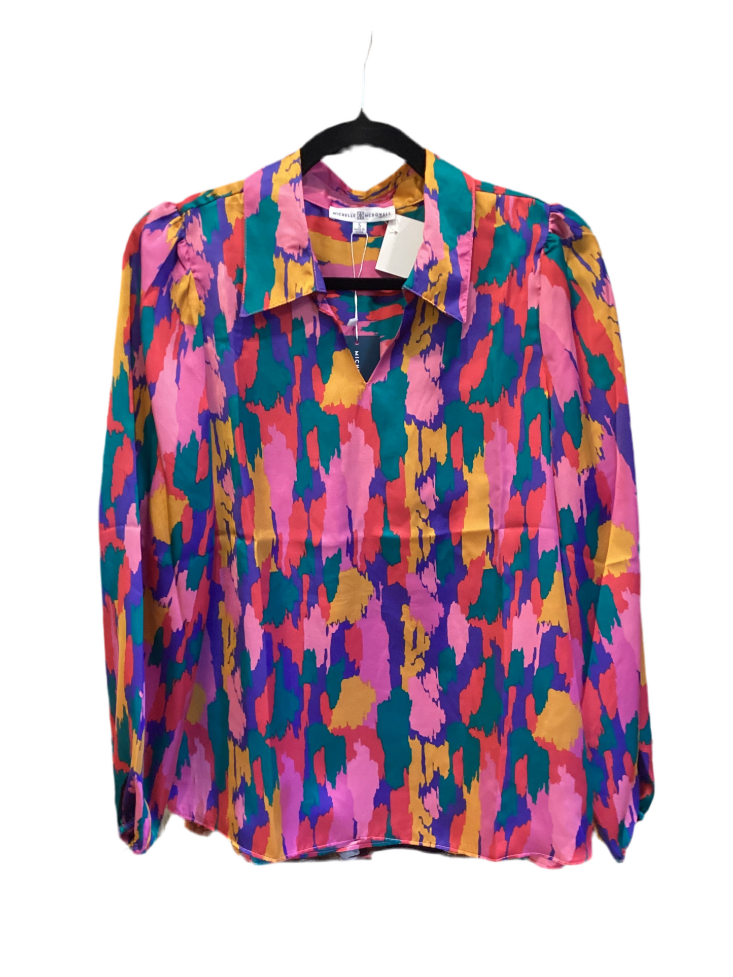 Multicolor abstract print top