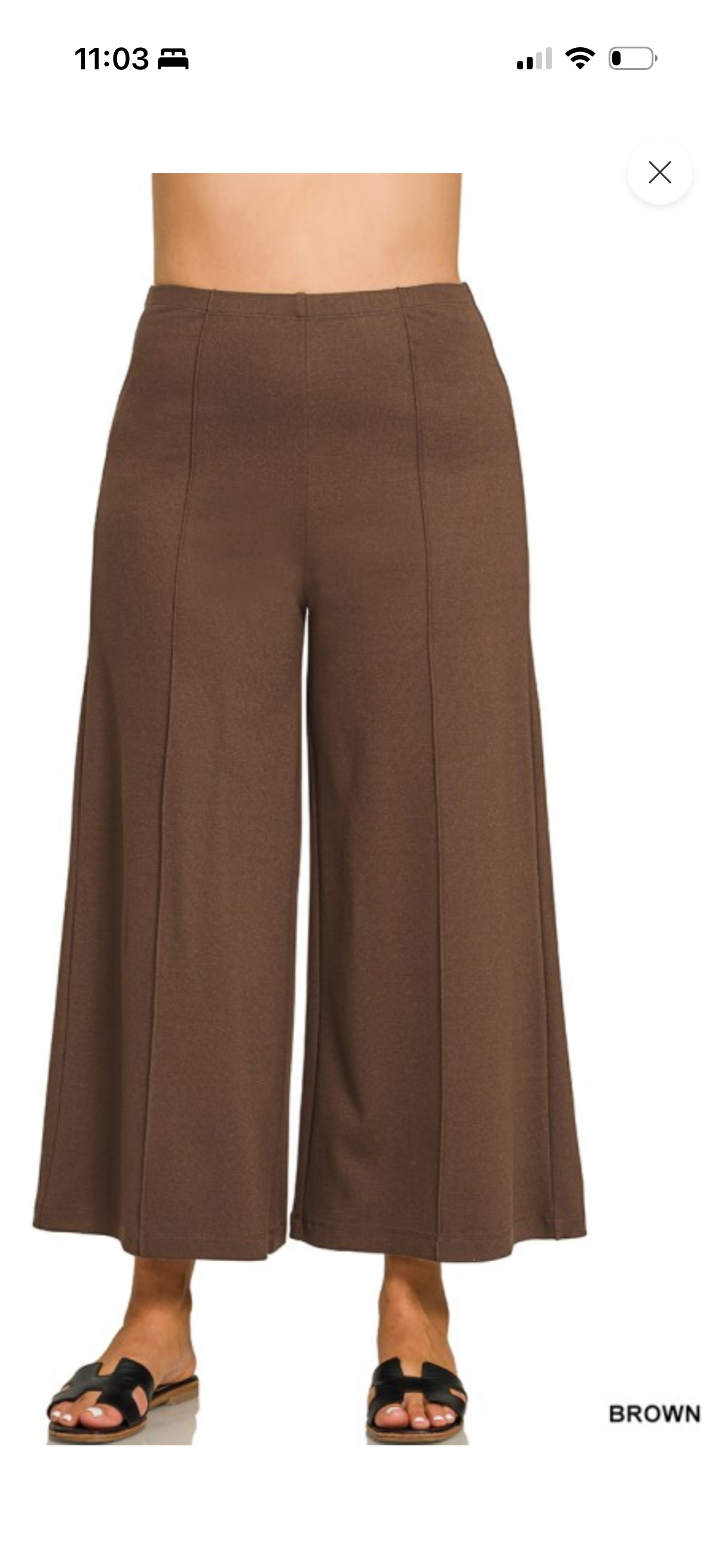 Zenana Brown Wide Leg Pants with Elastic Waist