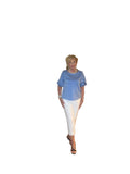 Lior cornflower round neck pearl detail top