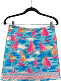 Aryeh Sky Blue Sailboat Print Ruffle Hem Skirt